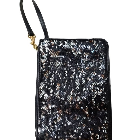 Calven Klein Top Handle Pouch Purse Black Pre-Owned - Picture 2 of 6